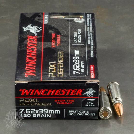 20rds - 7.62x39 Winchester PDX1 Defender 120gr. Split Core HP Ammo