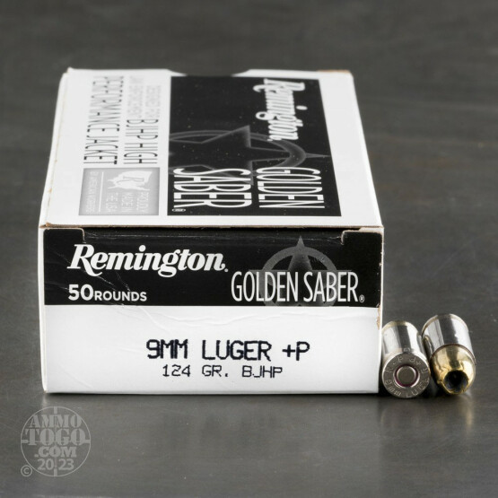 500rds - 9mm +P Remington Golden Saber 124gr. BJHP Ammo