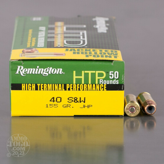 50rds – 40 S&W Remington HTP 155gr. JHP Ammo