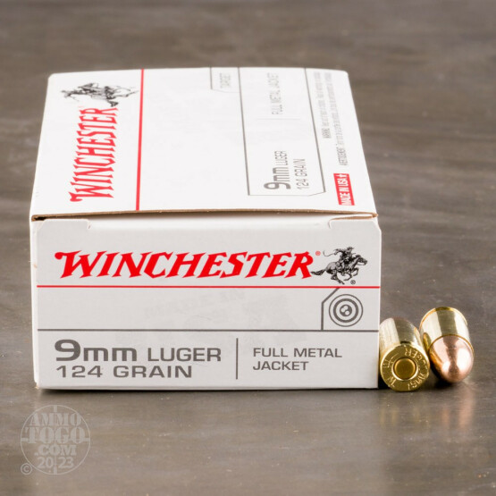 50rds - 9mm Winchester USA 124gr. FMJ Ammo