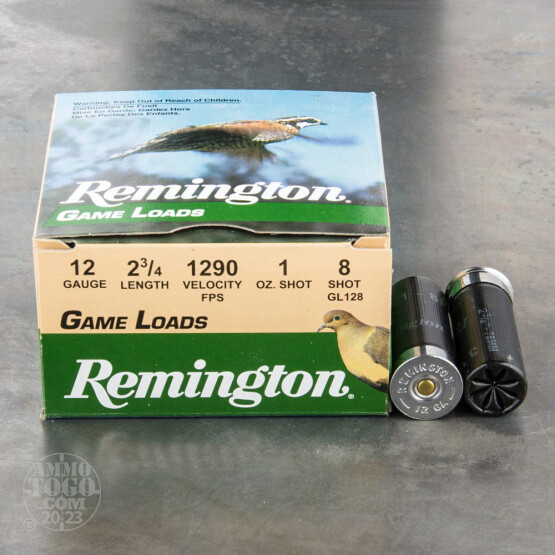 250rds – 12 Gauge Remington Game Loads 2-3/4" 1oz. #8 Shot Ammo