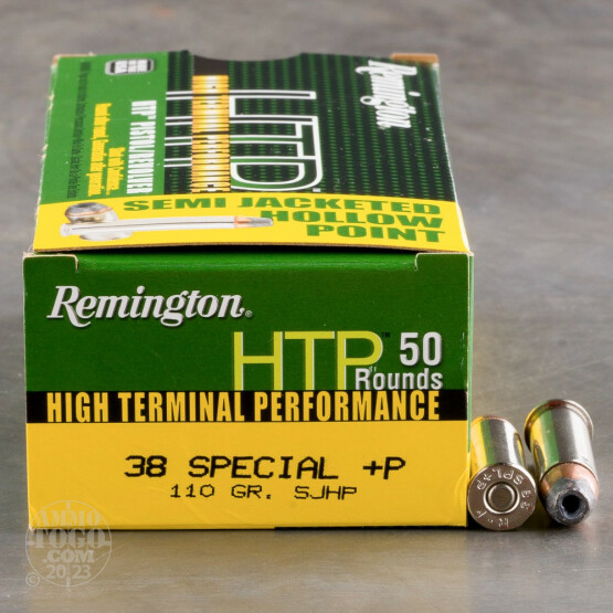 50rds – 38 Special +P Remington HTP 110gr. SJHP Ammo