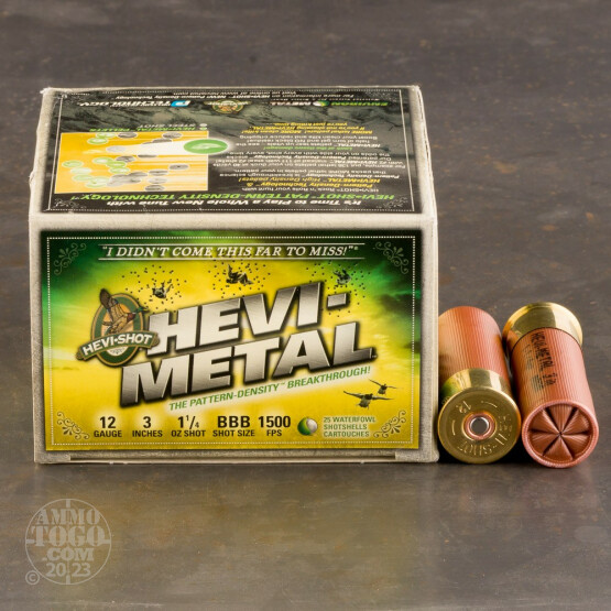 25rds - 12 Ga. Hevi-Shot 3" 1 1/4oz Waterfowl #BBB Hevi-Metal Ammo