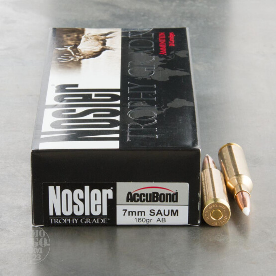 20rds – 7mm Rem SA Ultra Mag Nosler Trophy Grade 160gr. AccuBond Ammo