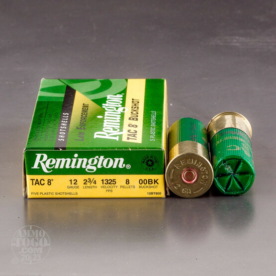 5rds – 12 Gauge Remington Express TAC 8 2-3/4" 8-Pellet 00 Buckshot Ammo 