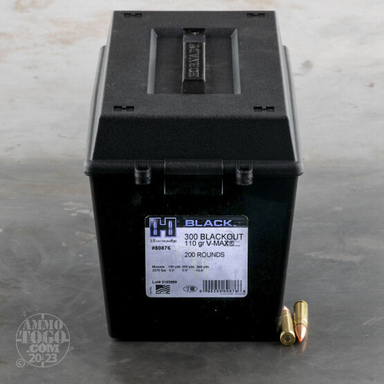200rds – 300 AAC Blackout Hornady BLACK 110gr. V-MAX Ammo in Field Box