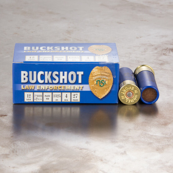 250rds – 12 Gauge Nobel Sport LE 2-3/4" 27 Pellet #4 Buckshot Ammo