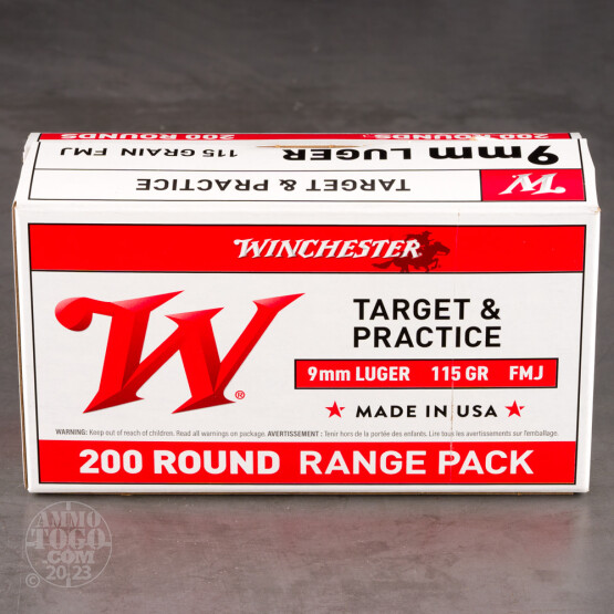 200rds - 9mm Winchester Range Pack 115gr. FMJ Ammo