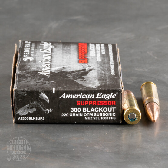 20rds – 300 AAC Blackout Federal American Eagle Suppressor Subsonic 220gr. OTM Ammo