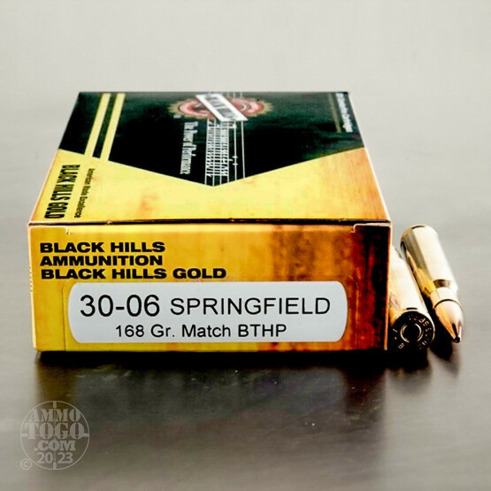 20rds - 30-06 Black Hills Gold 168gr. Match Boat Tail Hollow Point Ammo
