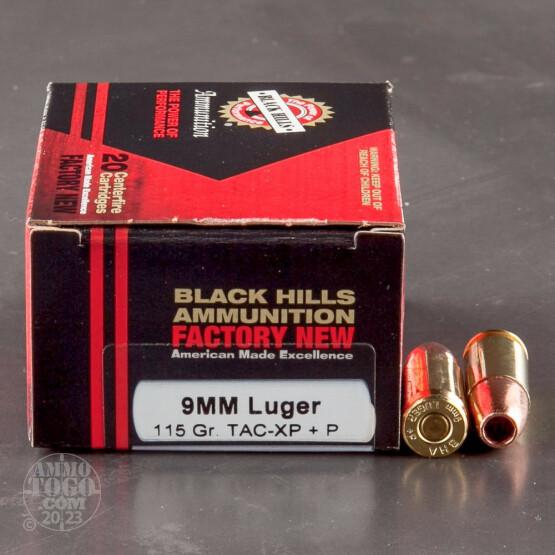 20rds - 9mm Black Hills 115gr. Barnes XP +P Hollow Point Ammo