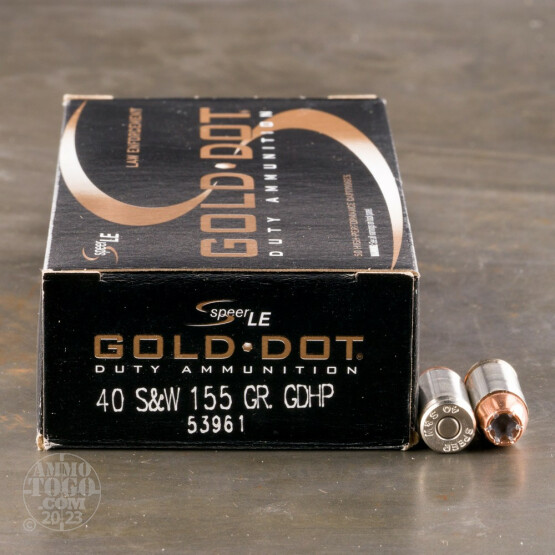 50rds – 40 S&W Speer LE Gold Dot 155gr. JHP Ammo