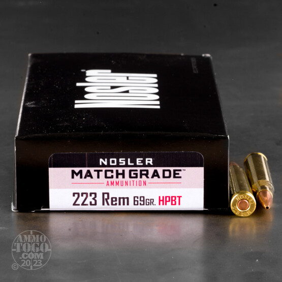 20rds – 223 Rem Nosler Match Grade 69gr. Custom Competition HPBT Ammo