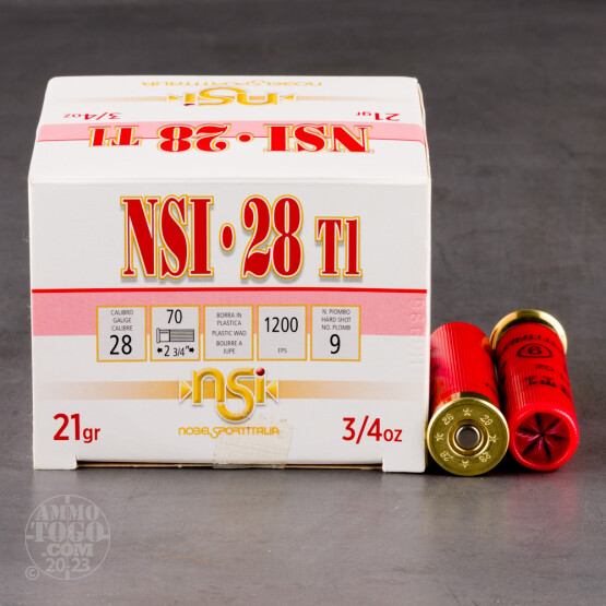 25rds – 28 Gauge NobelSport 2-3/4" 3/4oz. #9 Shot Ammo