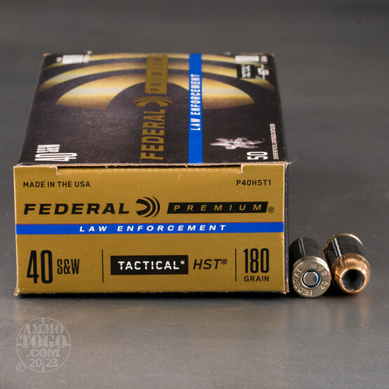 50rds - 40 S&W Federal LE Tactical HST 180gr. HP Ammo