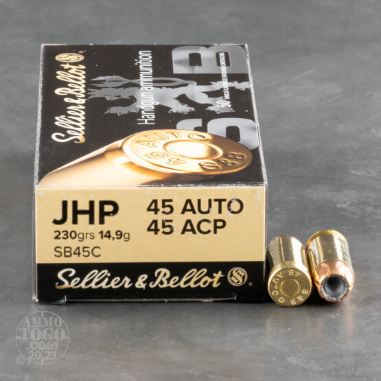 50rds – 45 ACP Sellier & Bellot 230gr. JHP Ammo