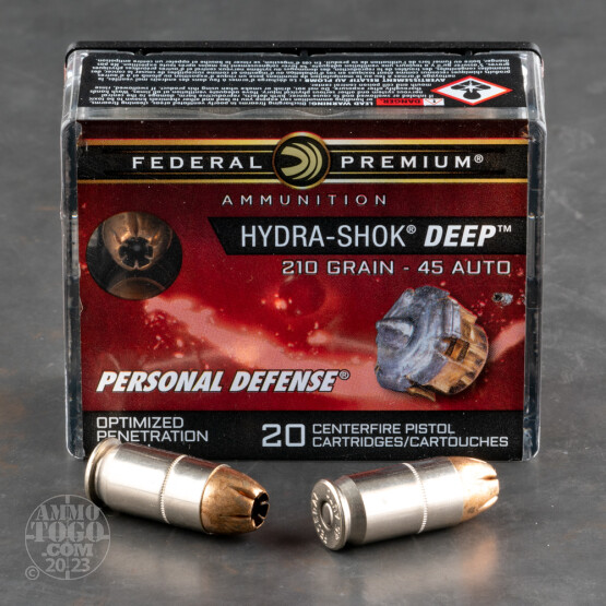20rds – 45 ACP Federal Hydra-Shok Deep 210gr. JHP Ammo