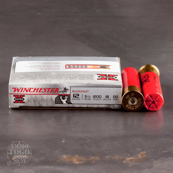 5rds - 12 Gauge Winchester 3 1/2" 18 Pellet 00 Buckshot Ammo