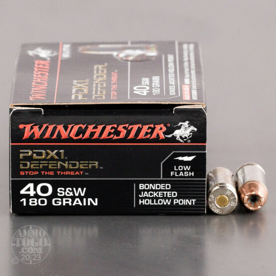 20rds – 40 S&W Winchester Defender 180gr. PDX1 Bonded JHP Ammo