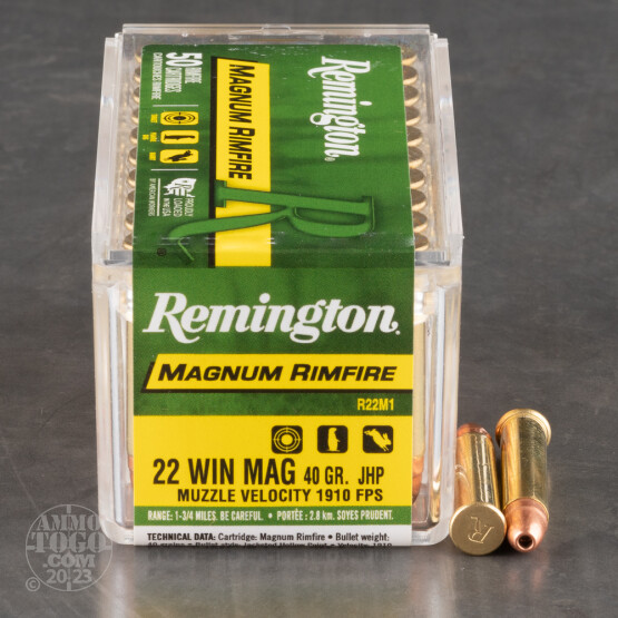 50rds – 22 WMR Remington 40gr. JHP Ammo