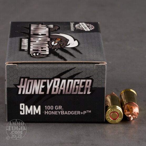 20rds – 9mm +P Black Hills 100gr. HoneyBadger Ammo