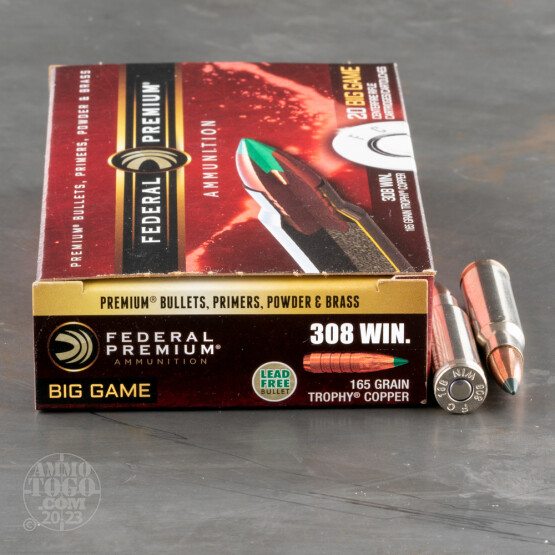 20rds – 308 Win Federal 165gr. Trophy Copper Ammo