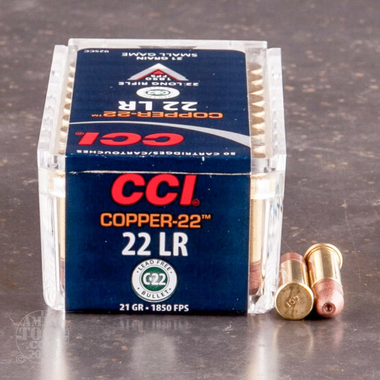 50rds – 22 LR CCI Copper-22 21gr. Lead-Free HP Ammo