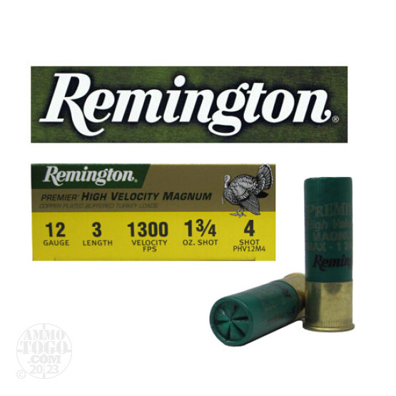 10rds - 12 Gauge Remington Premier HV Magnum 3" 1 3/4oz. #4 Turkey Ammo