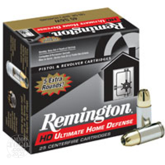 25rds - 45 ACP Remington Ultimate Home Defense 230gr. BJHP Ammo