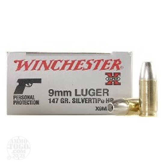 50rds - 9mm Winchester 147gr. Silvertip Hollow Point Ammo