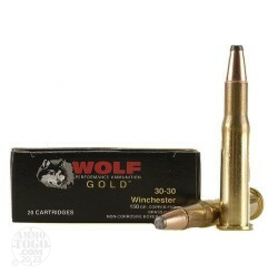 20rds - 30-30 Wolf Gold 150gr Soft Point Ammo