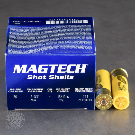 250rds – 20 Gauge Magtech 2-3/4" 13/16oz. F Shot Ammo