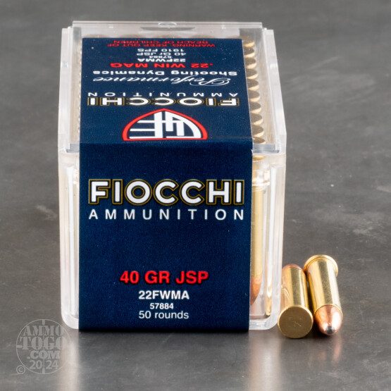 50rds - 22 Mag Fiocchi 40gr. Jacketed Soft Point Ammo