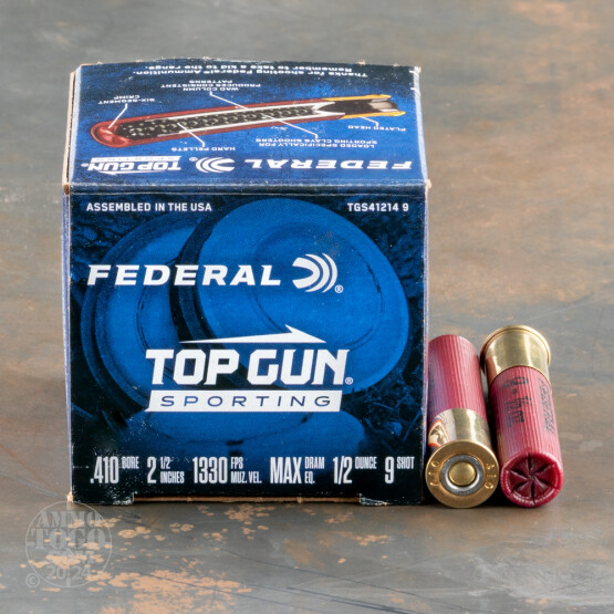 25rds – 410 Gauge Federal Top Gun Sporting 2-1/2" 1/2oz. #9 Shot Ammo