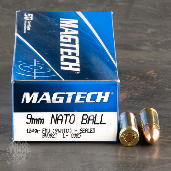50rds – 9mm Magtech NATO Mil-Spec 124gr. FMJ Ammo