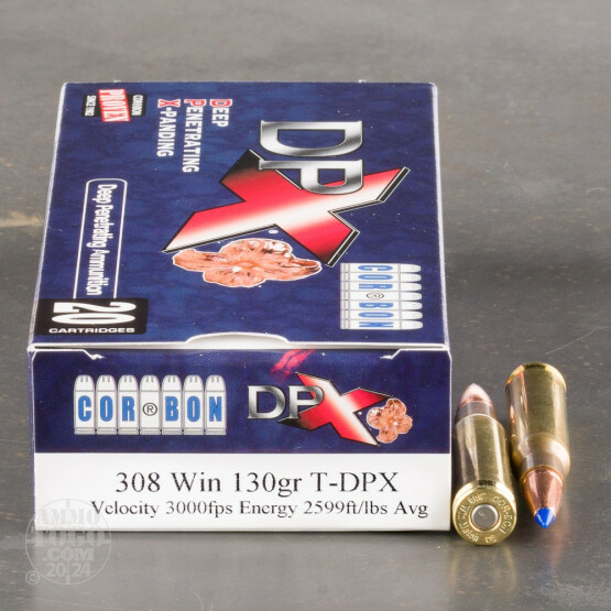 20rds - 308 Corbon 130gr T-DPX Hollow Point Ammo