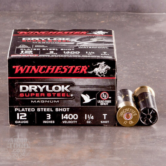 250rds - 12 Ga. Winchester Super-X Drylok 3" 1 1/4oz. #T Steel Shot Ammo