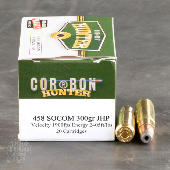 20rds - 458 SOCOM Corbon 300gr. Jacketed Hollow Point Ammo