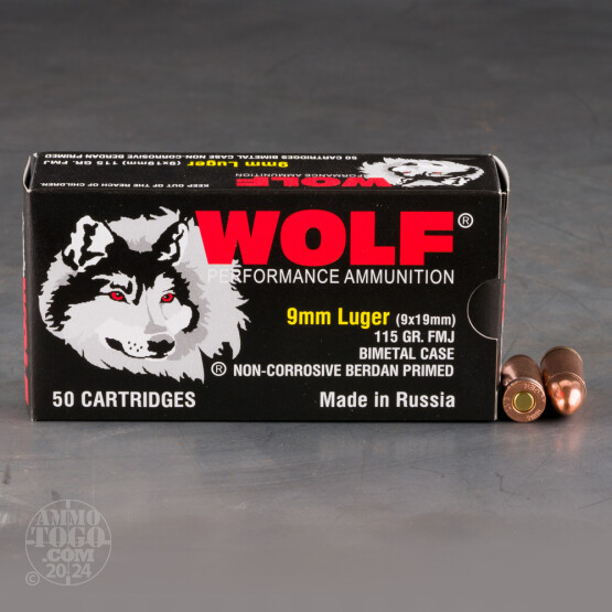 1350rds – 9mm Wolf 115gr. FMJ Ammo **STEEL CASES**