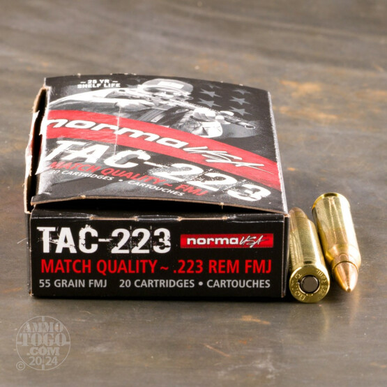 20rds - 223 Norma USA TAC-223 55gr. FMJ Ammo