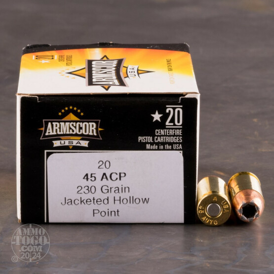 45 ACP - 230 Grain JHP - Armscor USA - 20 Rounds