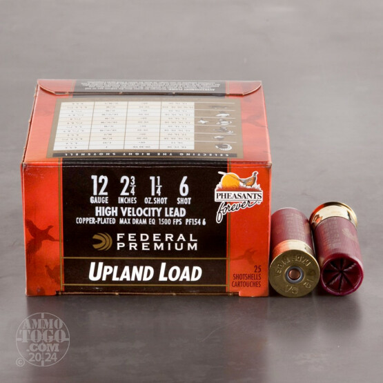 25rds – 12 Gauge Federal Wing-Shok Pheasants Forever High Velocity 2-3/4" 1-1/4oz. #6 Shot Ammo