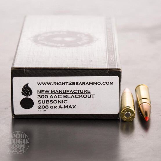 200rds - 300 AAC BLACKOUT Right To Bear Subsonic 208gr. A-Max Polymer Tip Ammo