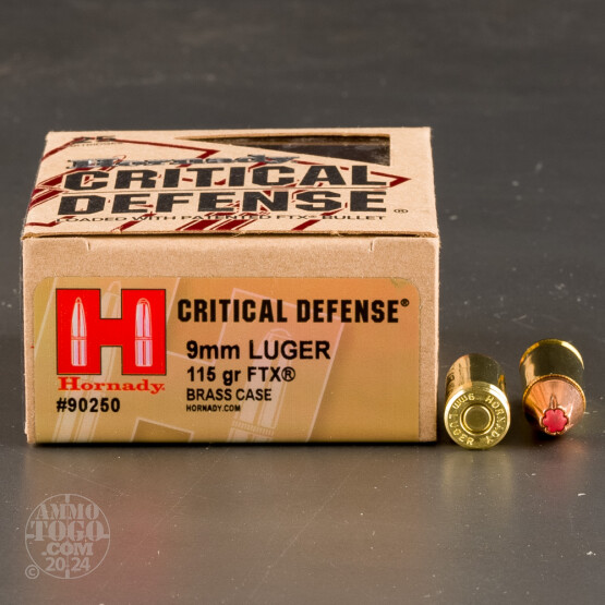 25rds - 9mm Hornady Critical Defense 115gr. HP Ammo
