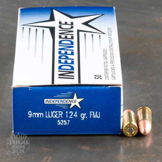 1000rds - 9mm Independence 124gr. FMJ Ammo