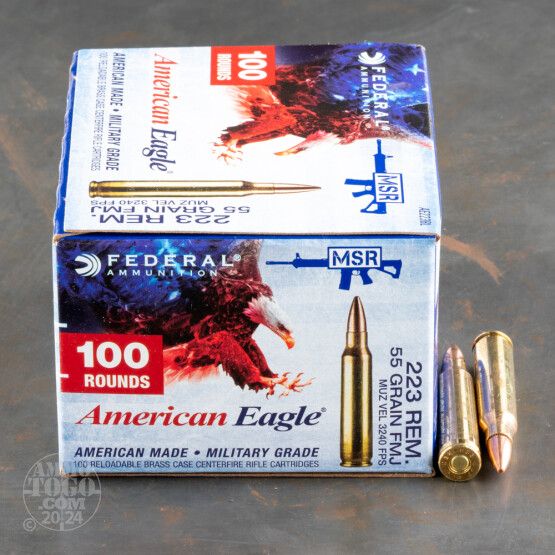 1000rds – 223 Rem Federal American Eagle 55gr. FMJBT Ammo