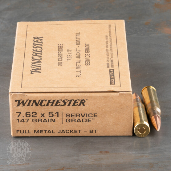20rds – 7.62x51mm Winchester Service Grade 147gr. FMJBT Ammo