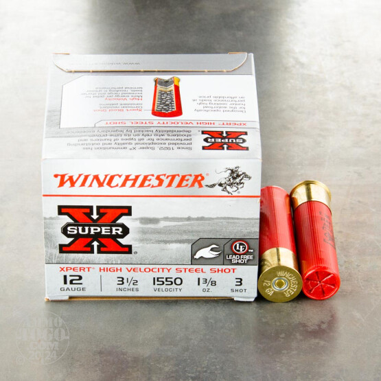 25rds - 12 Gauge Winchester Super-X High Velocity 3-1/2" 1-3/8 Oz. #3 Steel Shot Ammo