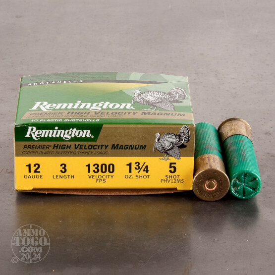 10rds - 12 Gauge Remington Premier HV Magnum 3" 1 3/4oz. #5 Turkey Ammo