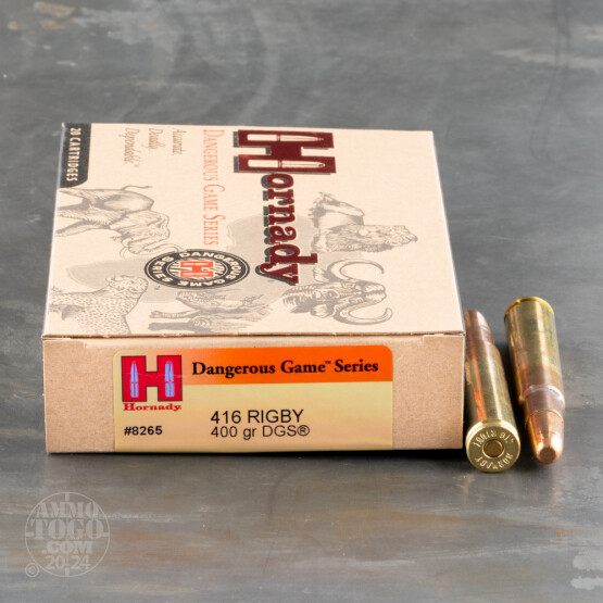 20rds - 416 Rigby Hornady 400gr. Dangerous Game Series Ammo